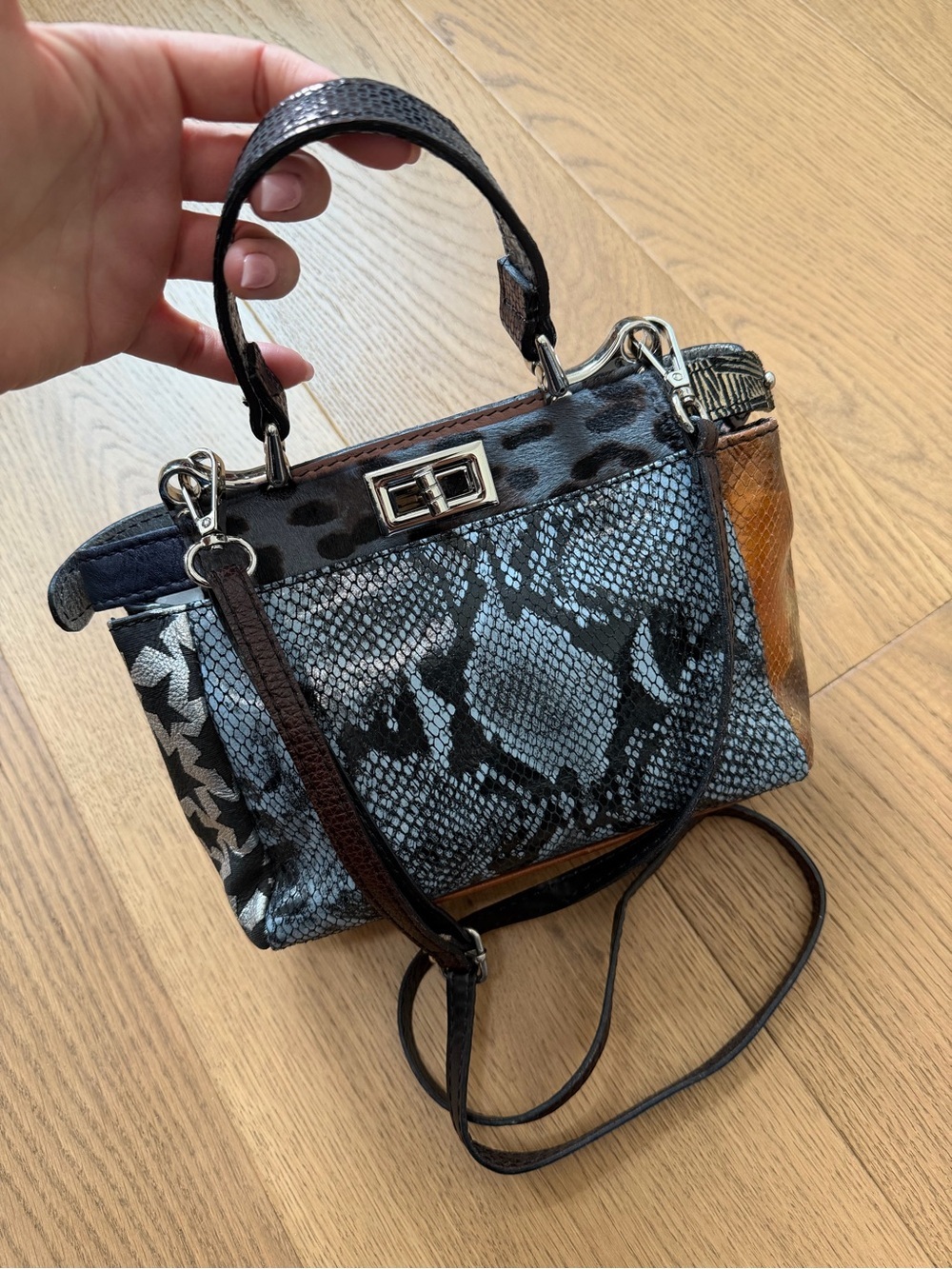 Lavorazione Artigianale - Genuine Mixed Leather Bag - VGUC - Multicolour